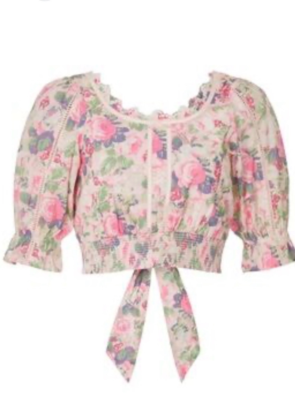 LoveShackFancy Karsten Crop Top Veiled Kiss, Sz XS